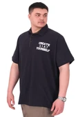 Mode XL Büyük Beden Erkek T-Shirt Polo Yaka YOURSELF U25310 Lacivert thumbnail 4