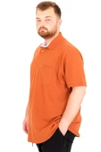 Mode XL Büyük Beden Erkek T-Shirt Polo Yaka Cepli Klasik Pike 20552 Tarçın thumbnail 7