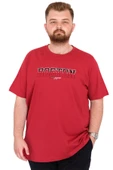 Mode XL Büyük Beden Erkek T-Shirt Bisiklet Yaka BOSTON U25037 Bordo thumbnail 1