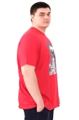 Mode XL Büyük Beden Erkek T-Shirt Bisiklet Yaka STATUE U25027 Kırmızı thumbnail 3