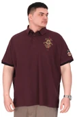 Mode XL Büyük Beden Erkek Polo Yaka T-Shirt Nakışlı U25307 Mürdüm thumbnail 1