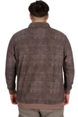 Mode XL Büyük Beden Erkek Polo Yaka Sweatshirt Baskılı Selanik U24440 Kahverengi - 4