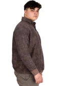 Mode XL Büyük Beden Erkek Polo Yaka Sweatshirt Baskılı Selanik U24440 Kahverengi - 3