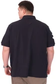 Mode XL Büyük Beden Erkek T-Shirt Polo Yaka Nakış Detaylı U25311 Lacivert thumbnail 3