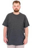 Mode XL Büyük Beden Erkek T-Shirt Bisiklet Yaka U25035 Antrasit thumbnail 1