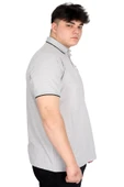 Mode XL Büyük Beden Erkek Polo Yaka Tişört Waffle Mr.Polo U24298 Gri thumbnail 3