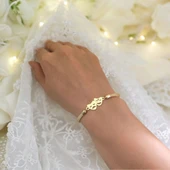 14 Ayar Altın Plakalı Harfe Özel Gülüş ve Hüzün Maskeli Hasır Kordonlu Hediye Bileklik-681 thumbnail 2