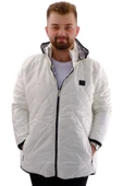 Mode XL Büyük Beden Erkek Kalın Şişme Mont Kapüşonlu U24605 Ekru thumbnail 1