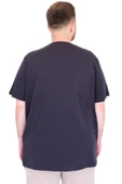 Mode XL Büyük Beden Erkek T-Shirt Bisiklet Yaka U25035 Lacivert thumbnail 4
