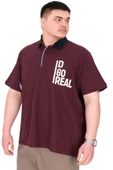 Mode XL Büyük Beden Erkek T-Shirt Polo Yaka REAL U25309 Mürdüm thumbnail 4