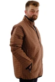 Mode XL Büyük Beden Erkek Dik Yaka Kapitone Mont U24609 Kahverengi - 3