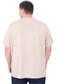 Mode XL Büyük Beden Erkek T-Shirt Bisiklet Yaka STATUE U25027 Bej thumbnail 2