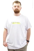 Mode XL Battal Beden Baskılı Erkek T-Shirt Bisiklet Yaka SIMPLICITY U24047 Beyaz thumbnail 1