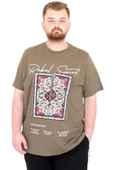 Mode XL Büyük Beden Erkek T-Shirt Bisiklet Yaka REBEL U25039 Haki thumbnail 1
