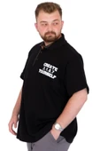 Mode XL Büyük Beden Erkek T-Shirt Polo Yaka YOURSELF U25310 Siyah thumbnail 2