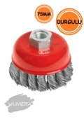 Wuvera Burgulu Çanak Fırça 75 mm – Matkap Uyumlu Metal Temizleme Fırçası thumbnail 1