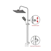 Robot Duş Seti Tam Takım Beyaz Krom Lüks Yağmurlama Fonksiyonlu Yükseklik Ayarlı Başlıklı Sistemi thumbnail 2