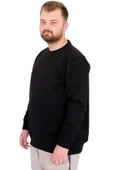 Mode XL Büyük Beden Erkek Bisiklet Yaka Sweatshirt Basic U22465 Siyah thumbnail 2