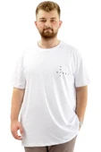 Mode XL Büyük Beden Erkek Tişört Baskılı Bisiklet Yaka Yumuşak Dokulu U24083 Beyaz thumbnail 1