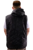 Mode XL Büyük Beden Erkek Fermuarlı Kapüşonlu Şişme Yelek U24705 Siyah - 4