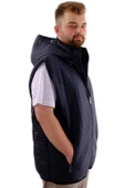 Mode XL Büyük Beden Erkek Kapüşonlu Fermuarlı Şişme Yelek U24700 Lacivert thumbnail 3