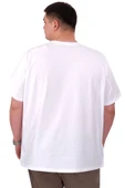 Mode XL Büyük Beden Erkek T-Shirt Bisiklet Yaka ROSE U25032 Beyaz thumbnail 3