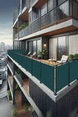sizenelazım 60cm x 2m  Yeşil   Balkon Bahçe Çit Brandası  Su İtici, UV Koruyucu, Dekoratif Örtü - 1
