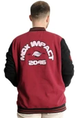 Mode XL Büyük Beden Erkek Kolej Mont Spor Ceket 23628 Bordo - 4