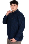 Mode XL Büyük Beden Erkek Polo Yaka Sweatshirt Baskılı Selanik U24440 İndigo thumbnail 2