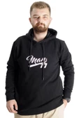 Mode XL Büyük Beden Erkek Sweatshirt Kapüşonlu 23540 Siyah thumbnail 1
