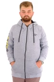 Mode XL Erkek Büyük Beden Fermuarlı Kapüşonlu Sweatshirt FUTURE U24549 Grimelanj thumbnail 1