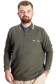 Mode XL Büyük Beden Erkek Sweat Polo Selanik Mode 23448 Haki thumbnail 1