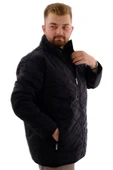 Mode XL Büyük Beden Erkek Dik Yaka Kapitone Mont U24609 Siyah thumbnail 3