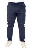 Mode XL Büyük Beden Pantolon Keten Kargo Jogger Milano 21912 Lacivert thumbnail 11