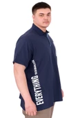 Mode XL Büyük Beden Erkek T-Shirt Polo Yaka REAL U25309 İndigo thumbnail 2