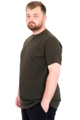 Mode XL Büyük Beden Erkek T-Shirt Bisiklet Yaka Dore U25034 Haki thumbnail 2