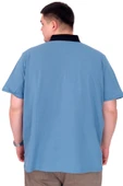Mode XL Büyük Beden Erkek T-Shirt Polo Yaka REAL U25309 Mavi thumbnail 3