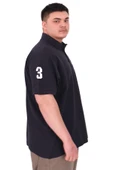 Mode XL Büyük Beden Erkek T-Shirt Polo Yaka Nakış Detaylı U25311 Lacivert thumbnail 2