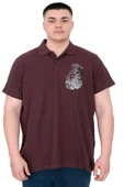 Mode XL Büyük Beden Erkek T-Shirt Polo Sail Boat U25302 Mürdüm thumbnail 1