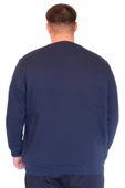 Mode XL Büyük Beden Erkek Sweatshirt Bisiklet Yaka LOS ANGELES U24561 İndigo thumbnail 3