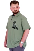 Mode XL Büyük Beden Erkek T-Shirt Polo Yaka REAL U25309 Çağla - 2