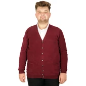 Mode XL Büyük Beden Erkek Hırka Vanize Selanik Düğmeli 20548 Bordo - 1