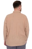 Mode XL Büyük Beden Erkek SweatshirtPolo Yaka Uzun Kol WAFFLE 23449 Bej - 4