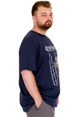Mode XL Büyük Beden Erkek T-Shirt Bisiklet Yaka OPTIMISTIC U25028 İndigo thumbnail 3