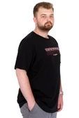 Mode XL Büyük Beden Erkek T-Shirt Bisiklet Yaka BOSTON U25037 Siyah thumbnail 2