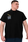 Mode XL Büyük Beden Erkek T-Shirt Polo Sail U25301 Siyah thumbnail 1