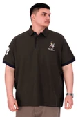 Mode XL Büyük Beden Erkek T-Shirt Polo Yaka Nakış Detaylı U25311 Haki thumbnail 1