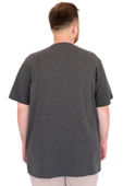 Mode XL Büyük Beden Erkek T-Shirt Bisiklet Yaka U25035 Antrasit thumbnail 7