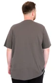 Mode XL Büyük Beden Erkek T-Shirt Bisiklet Yaka U25035 Haki thumbnail 4