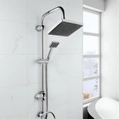 Manor Robot Duş Seti Tam Takım Parlak Krom Standart Yağmurlama Başlık Sabunluklu Vidalı Duş Sistemi thumbnail 4